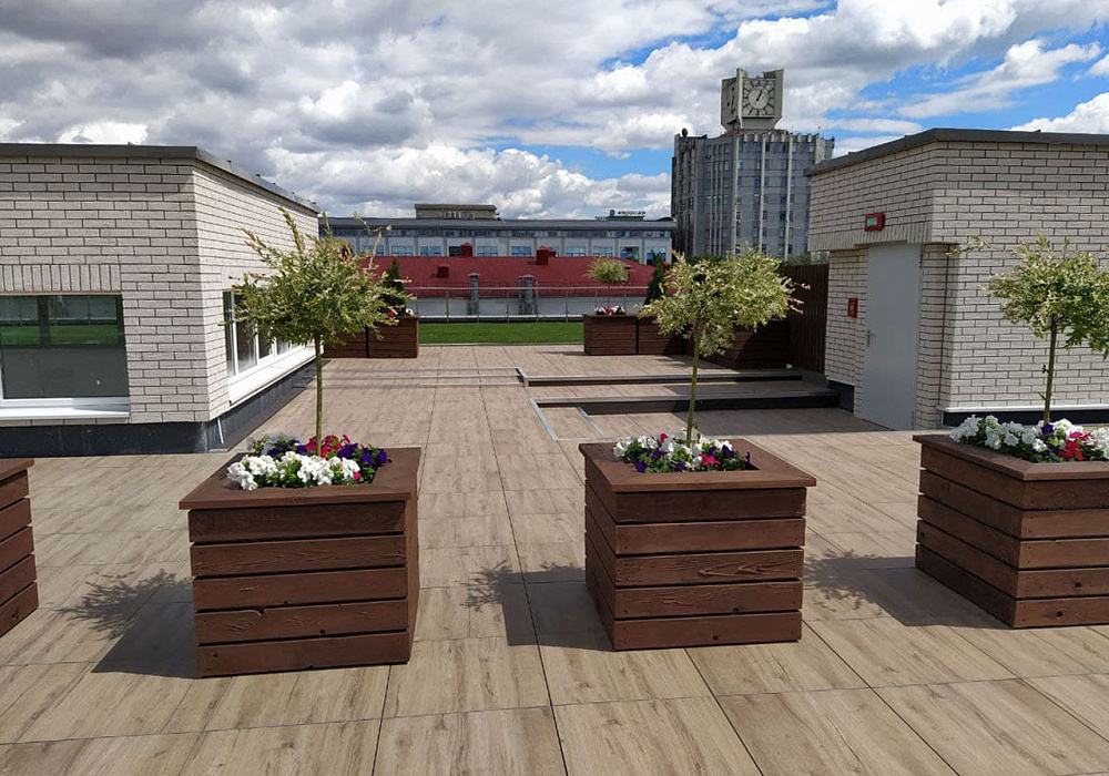 Плитка из керамогранита на эксплуатируемой кровле Плитка из керамогранита на эксплуатируемой кровле